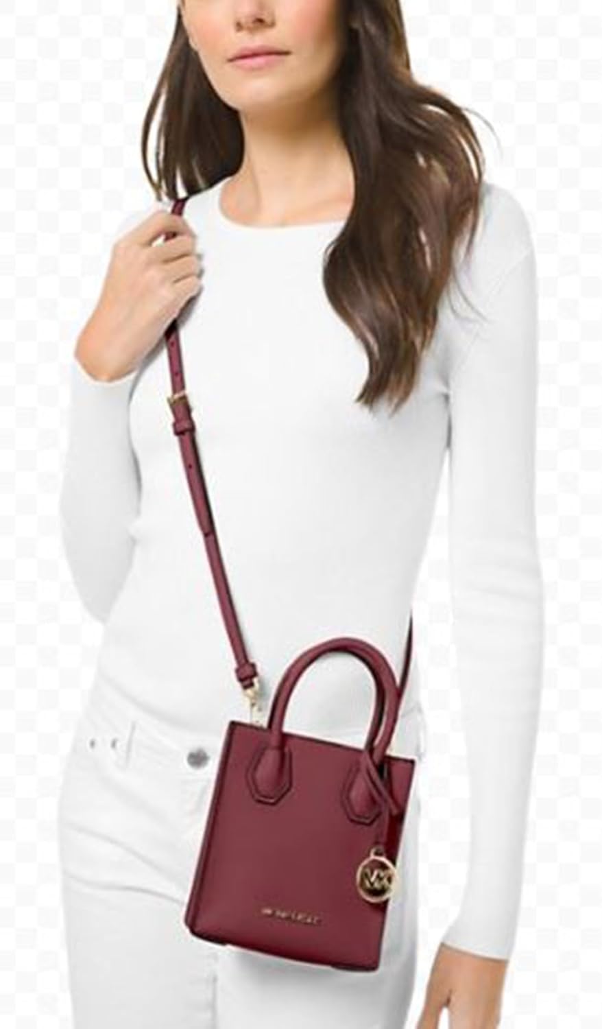 Michael Kors Womens Mercer Extra-Small Pebbed Leather Crossbody Bag Handbag