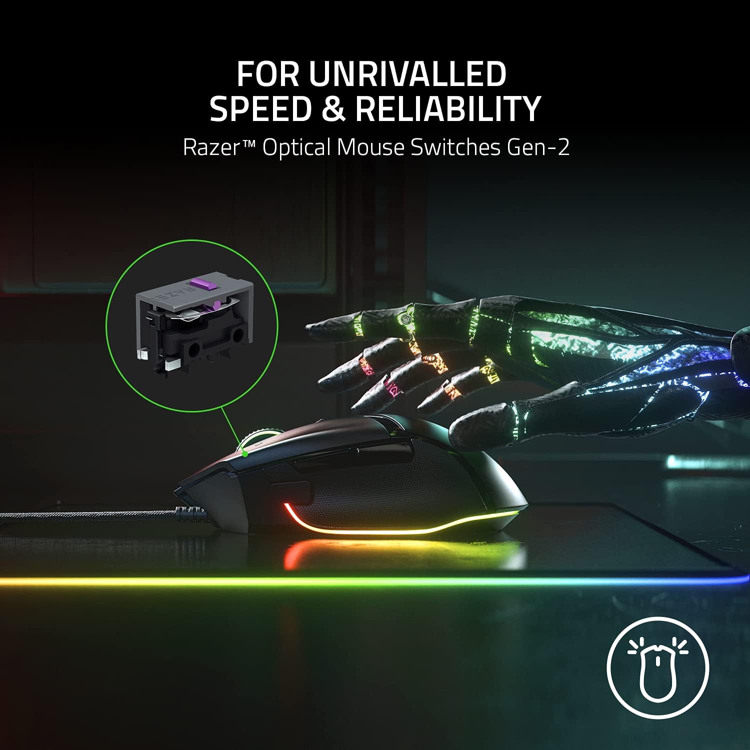 Razer Basilisk V3 Customizable Ergonomic Gaming Mouse: Fastest Mouse Switch - Chroma RGB Lighting 26K DPI Optical Sensor 11 Programmable Buttons HyperScroll Tilt Wheel Classic Black