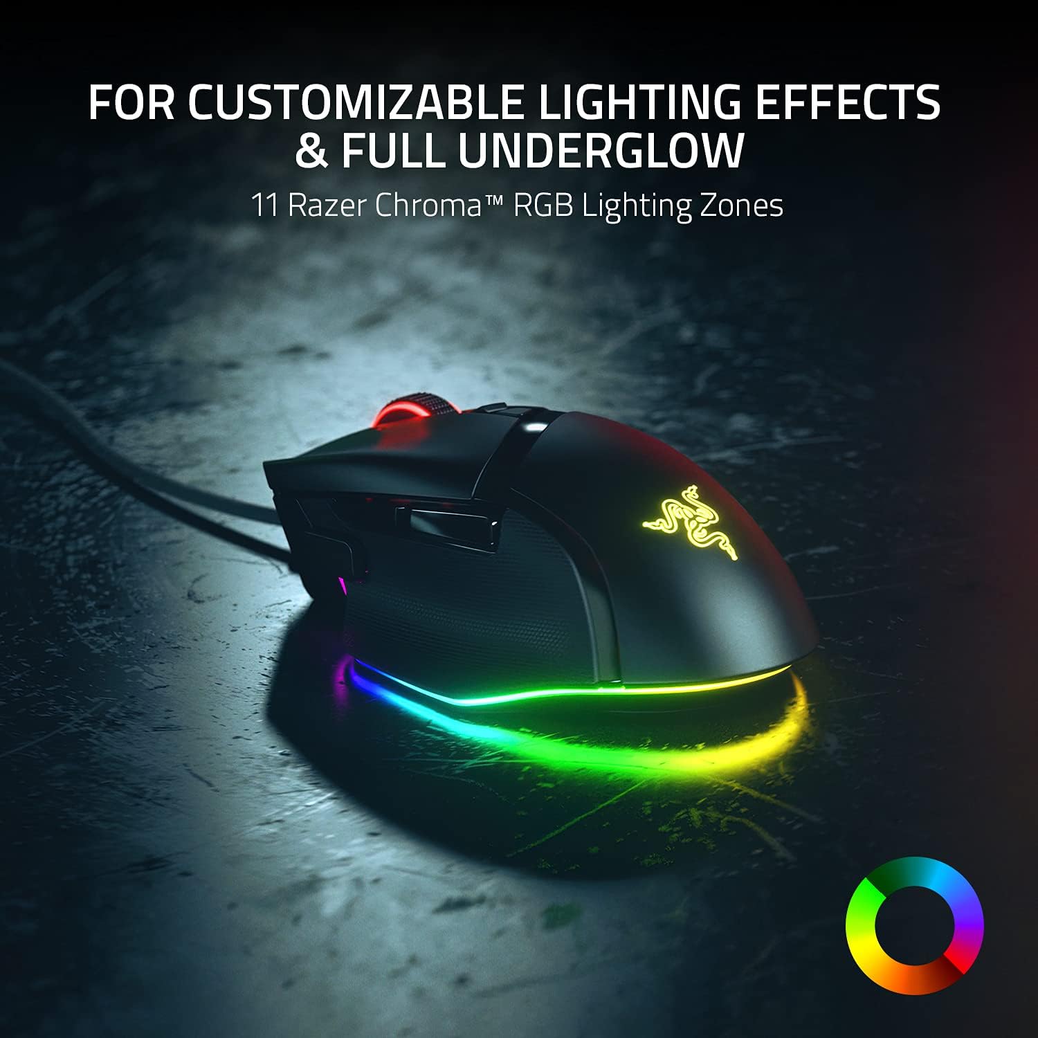 Razer Basilisk V3 Customizable Ergonomic Gaming Mouse: Fastest Mouse Switch - Chroma RGB Lighting 26K DPI Optical Sensor 11 Programmable Buttons HyperScroll Tilt Wheel Classic Black