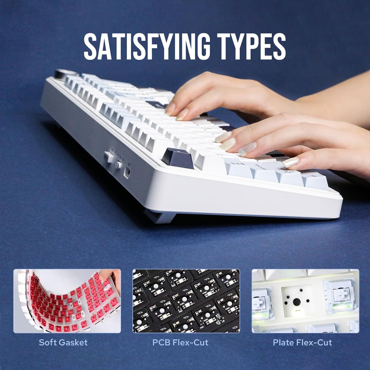 EPOMAKER X AULA F99 PRO Wireless Gaming Keyboard, Hot Swappable Custom Keyboard, 2.4GHz/Type-C/BT5.0 Mechanical Keyboard with 8000mAh Battery, RGB Backlit Gaming Keyboard (Blue&White) EPOMAKER X AULA F99 PRO Wireless Gaming Keyboard, Hot Swappable Custom Keyboard, 2.4GHz/Type-C/BT5.0 Mechanical Keyboard with 8000mAh Battery, RGB Backlit Gaming Keyboard (Blue&White)