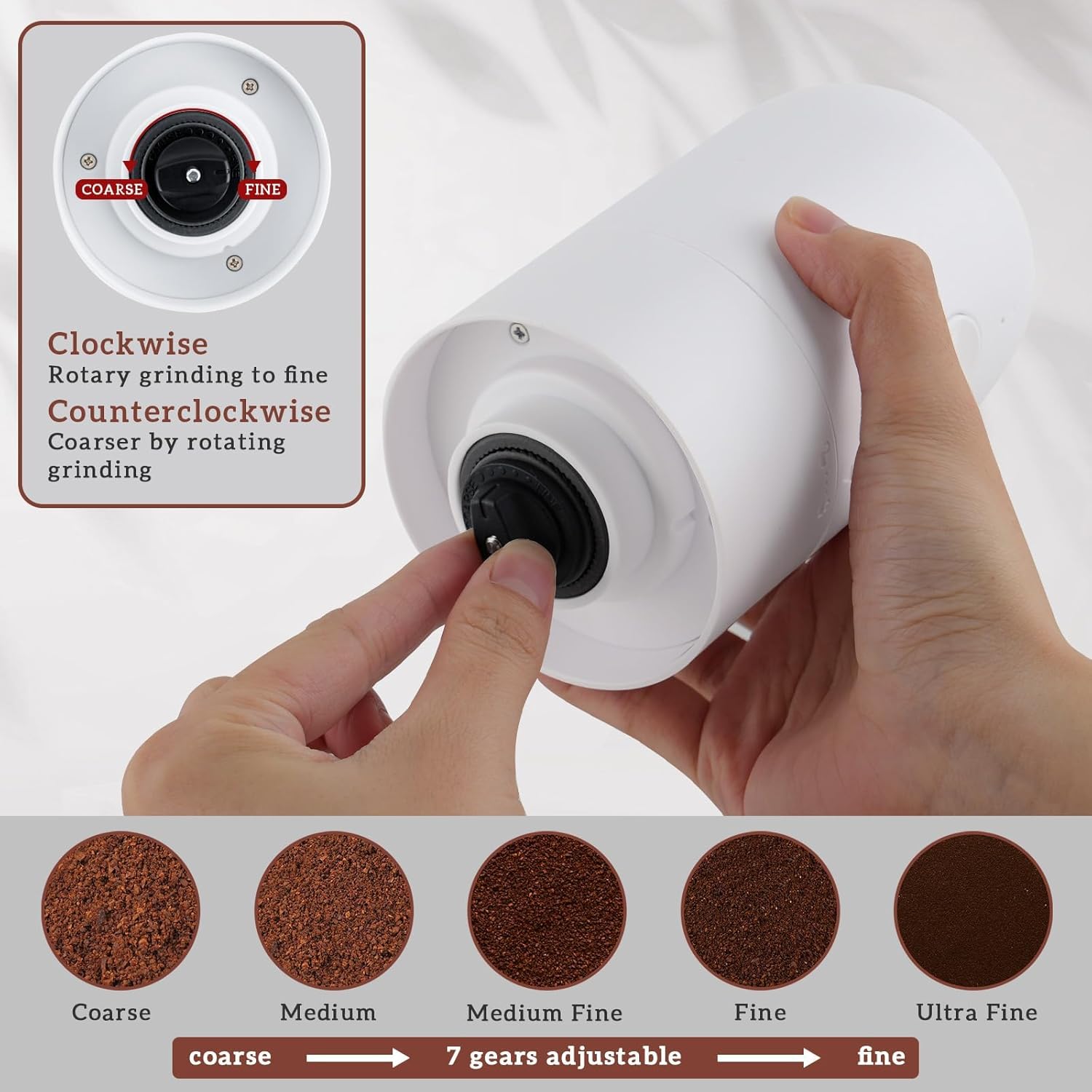 XVersion Coffee Grinder Electric, Electric Coffee Grinder Machine, مطحنة قهوة Coffee Bean Grinder Wireless w/Cleaning Brush and Removable Bowl, Adjustable Grinder Setting and Rechargeable Pearl White XVersion Coffee Grinder Electric, Electric Coffee Grinder Machine, مطحنة قهوة Coffee Bean Grinder Wireless w/Cleaning Brush and Removable Bowl, Adjustable Grinder Setting and Rechargeable Pearl White