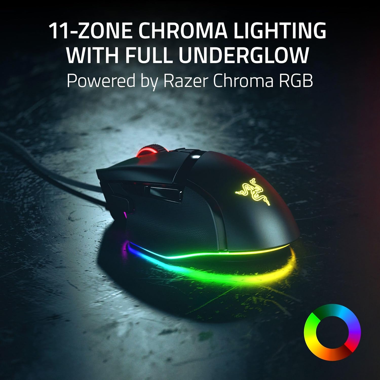 Razer Basilisk V3 35K Wired Ergonomic Gaming Mouse : HyperScroll Tilt Wheel - 35K DPI Optical Sensor Gen 2-13 Customizable Controls - Chroma RGB - Optical Switches Gen 3 - Speedflex Cable - Black