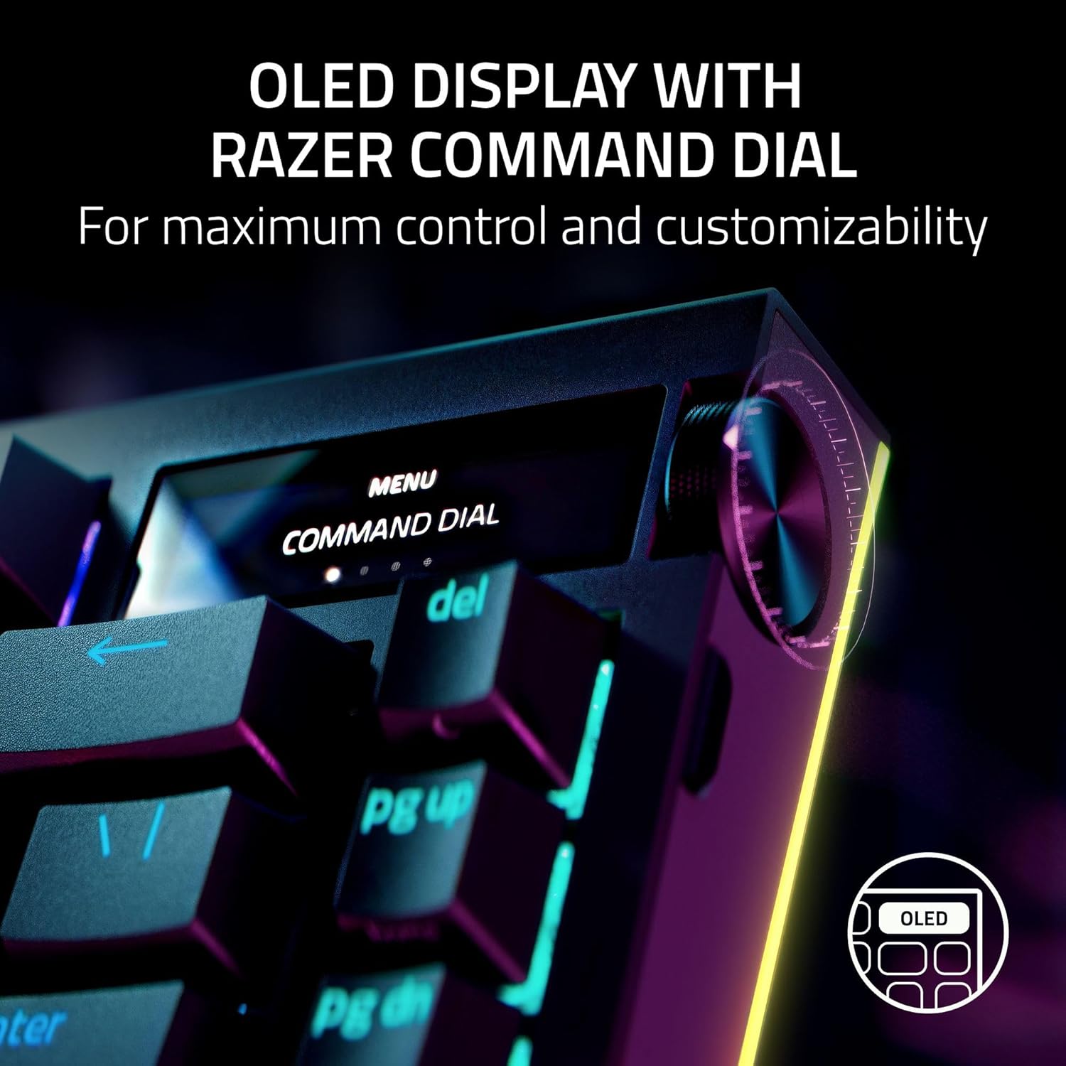 Razer BlackWidow V4 Pro 75% US Layout, Wireless Hot-swappable Gaming Keyboard, True 4K Hz Wireless,Bluetooth 5.1, OLED Display, Razer Command Dial - Black