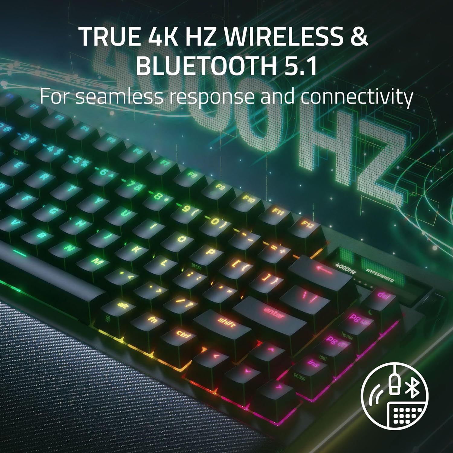 Razer BlackWidow V4 Pro 75% US Layout, Wireless Hot-swappable Gaming Keyboard, True 4K Hz Wireless,Bluetooth 5.1, OLED Display, Razer Command Dial - Black