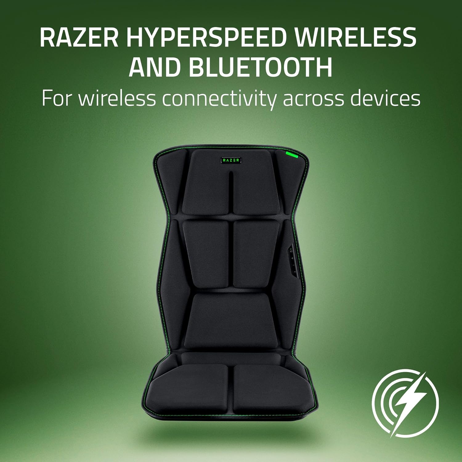 Razer Freyja HD Haptic Gaming Chair Cushion: Multi-Directional Haptics - Haptic EQ Customization via Synapse - HyperSpeed Wireless & Bluetooth - Adjustable Strap for Universal Fit - Black