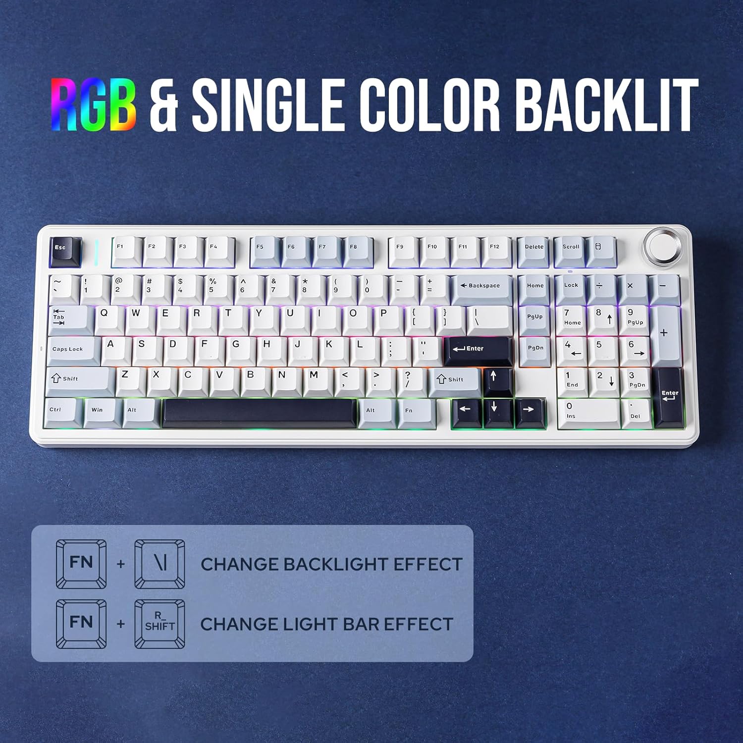 EPOMAKER X AULA F99 PRO Wireless Gaming Keyboard, Hot Swappable Custom Keyboard, 2.4GHz/Type-C/BT5.0 Mechanical Keyboard with 8000mAh Battery, RGB Backlit Gaming Keyboard (Blue&White) EPOMAKER X AULA F99 PRO Wireless Gaming Keyboard, Hot Swappable Custom Keyboard, 2.4GHz/Type-C/BT5.0 Mechanical Keyboard with 8000mAh Battery, RGB Backlit Gaming Keyboard (Blue&White)