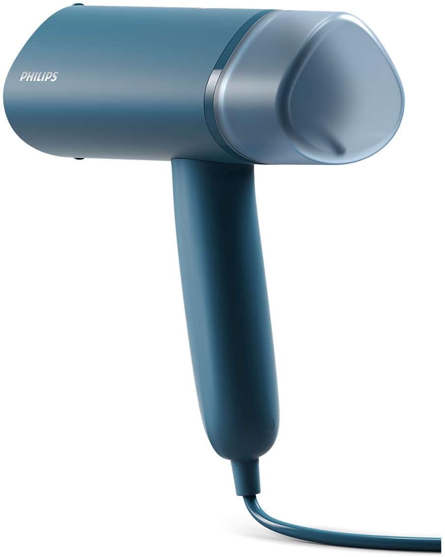 Philips Compact Handheld Steamer 3000 Series - 1000W - 20g/min Continuous Steam - 2M Cord Length - 100ML - Compact & Foldable - Blue - STH3000/26