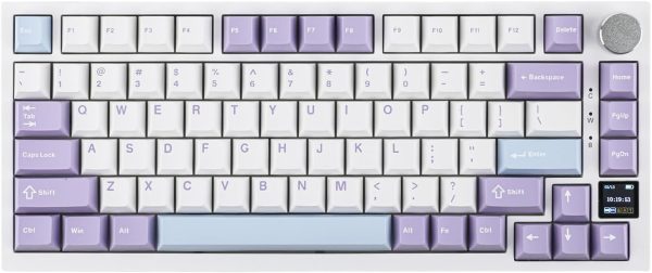 EPOMAKER Ajazz AK820 Pro 75% Gasket-mounted Mechanical Keyboard with TFT Screen, 3 Modes(Bluetooth 5.1/2.4G Wireless & Type-C Wired), Sound Dampening Foams (White Purple, Ajazz Gift Switch)