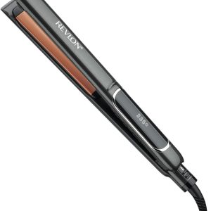 Revlon RVST2155 Hair Straightener Perfect Heat Copper 25 MM Straightener,Ceramic flat iron, 30 LCD settings