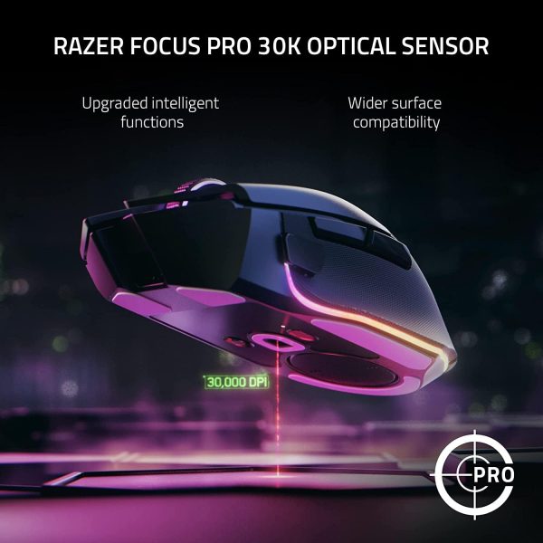 Razer Basilisk V3 Pro Customizable Wireless Gaming Mouse - Fast Optical Switches Gen-3, HyperScroll Tilt Wheel, Chroma RGB, 11 Programmable Buttons, Focus Pro 30K Optical Sensor - Classic Black