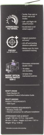 Razer Basilisk V3 Customizable Ergonomic Gaming Mouse: Fastest Mouse Switch - Chroma RGB Lighting 26K DPI Optical Sensor 11 Programmable Buttons HyperScroll Tilt Wheel Classic Black