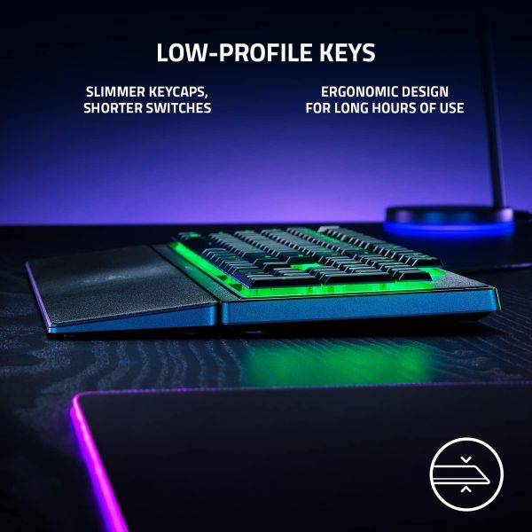 Razer Ornata V3 X Gaming Keyboard - US Layout, Low-Profile Keys, Silent Membrane Switches, UV-Coated Keycaps, Spill Resistant, Chroma RGB Lighting, Ergonomic Wrist Rest - Classic Black
