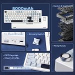EPOMAKER X AULA F99 PRO Wireless Gaming Keyboard, Hot Swappable Custom Keyboard, 2.4GHz/Type-C/BT5.0 Mechanical Keyboard with 8000mAh Battery, RGB Backlit Gaming Keyboard (Blue&White)