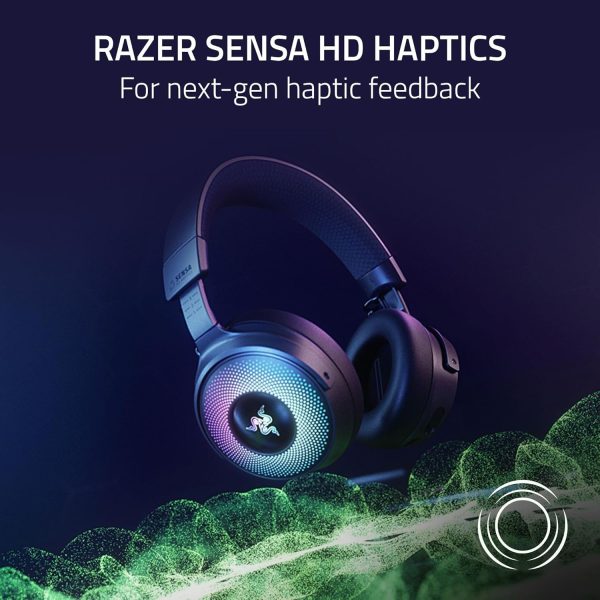 Razer Kraken V4 Pro Wireless Gaming Headset: OLED Control Hub - HD Haptics - 2.4GHz Wireless - Bluetooth - USB - 3.5 mm - Super Wideband Mic - For PC, Mac, PS5 - Black
