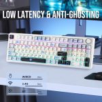EPOMAKER X AULA F99 PRO Wireless Gaming Keyboard, Hot Swappable Custom Keyboard, 2.4GHz/Type-C/BT5.0 Mechanical Keyboard with 8000mAh Battery, RGB Backlit Gaming Keyboard (Blue&White)