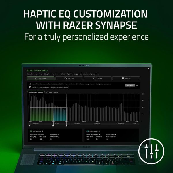 Razer Freyja HD Haptic Gaming Chair Cushion: Multi-Directional Haptics - Haptic EQ Customization via Synapse - HyperSpeed Wireless & Bluetooth - Adjustable Strap for Universal Fit - Black