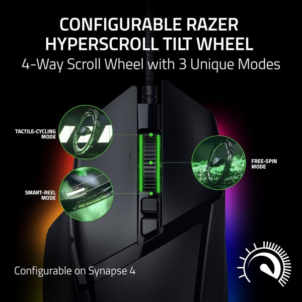 Razer Basilisk V3 35K Wired Ergonomic Gaming Mouse : HyperScroll Tilt Wheel - 35K DPI Optical Sensor Gen 2-13 Customizable Controls - Chroma RGB - Optical Switches Gen 3 - Speedflex Cable - Black