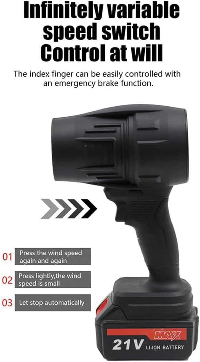 Alsaffan Jet dry Mini blower Turbo Jet Fan with 21V 2PCS Large Capacity Battery Lightweight Body Turbine Motor Strong Power Speed Clear the Fallen Leaves and Dust at Home