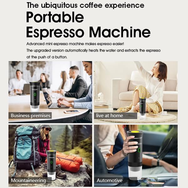 Omana 3-in-1 Portable Coffee Machine Wireless Electric Self Heating Capsules Pods Espresso for Car Home Office Camping Travel Maker 3in1