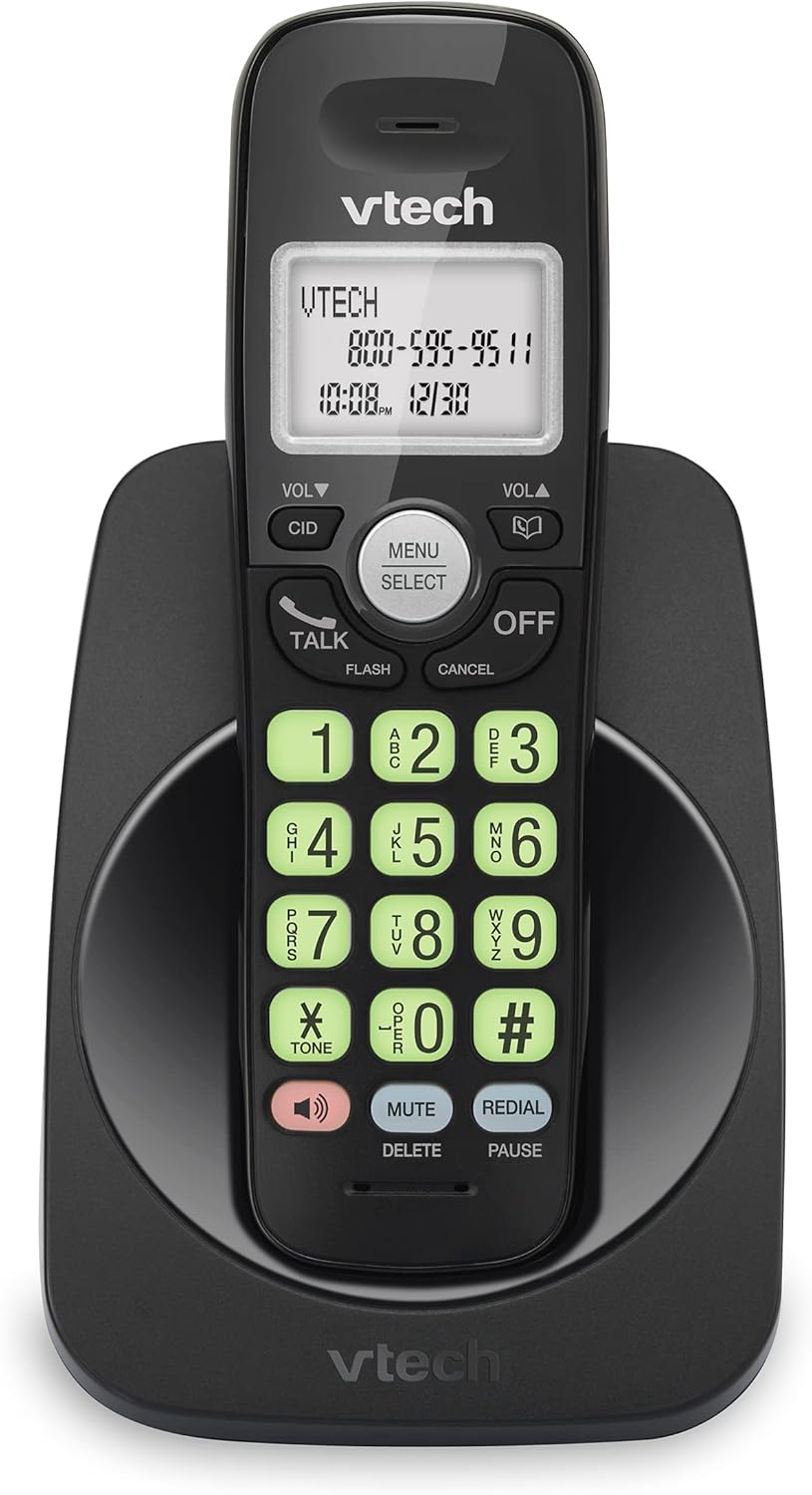 VTech [New] VG131-11 DECT 6.0 Cordless Phone - Bluetooth Connection, Blue-White Display, Big Buttons, Full Duplex, Caller ID, Easy Wall Mount, 1000ft Range (Black)
