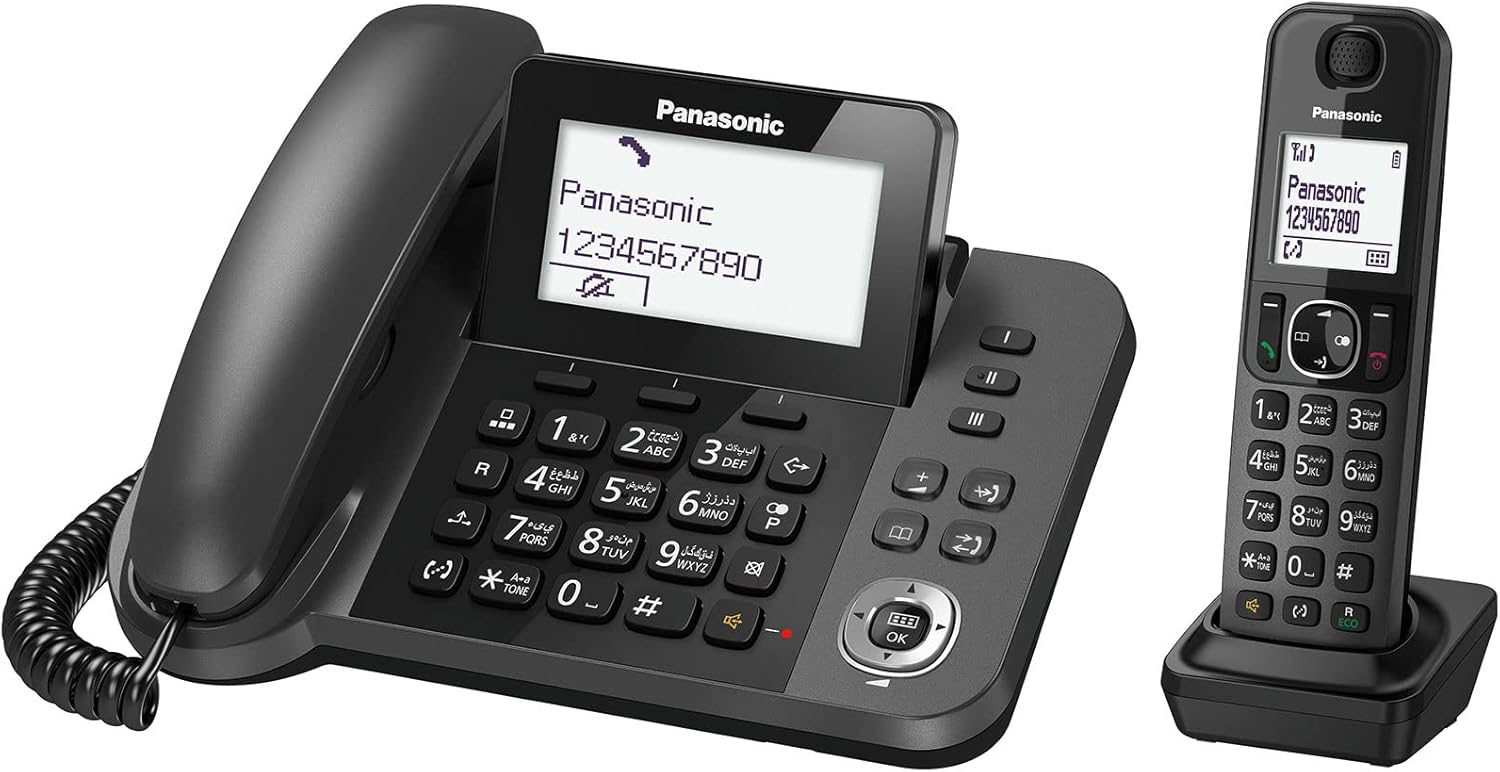 Panasonic Digital Corded/Cordless Phone with Call Blocking, 1 Corded Handset and 1 Cordless Handset - KX-TGF310UE1 (Black) Panasonic Digital Corded/Cordless Phone with Call Blocking, 1 Corded Handset and 1 Cordless Handset - KX-TGF310UE1 (Black)