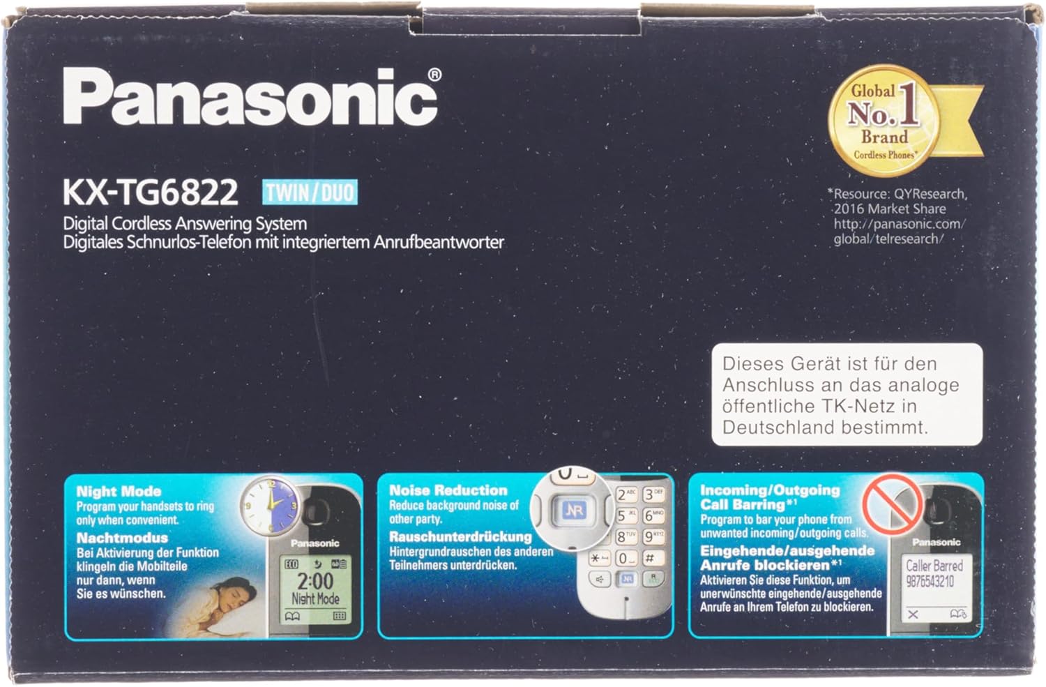 Panasonic KX-TG6822 Cordless Phones Answering Machine Screen, German Version