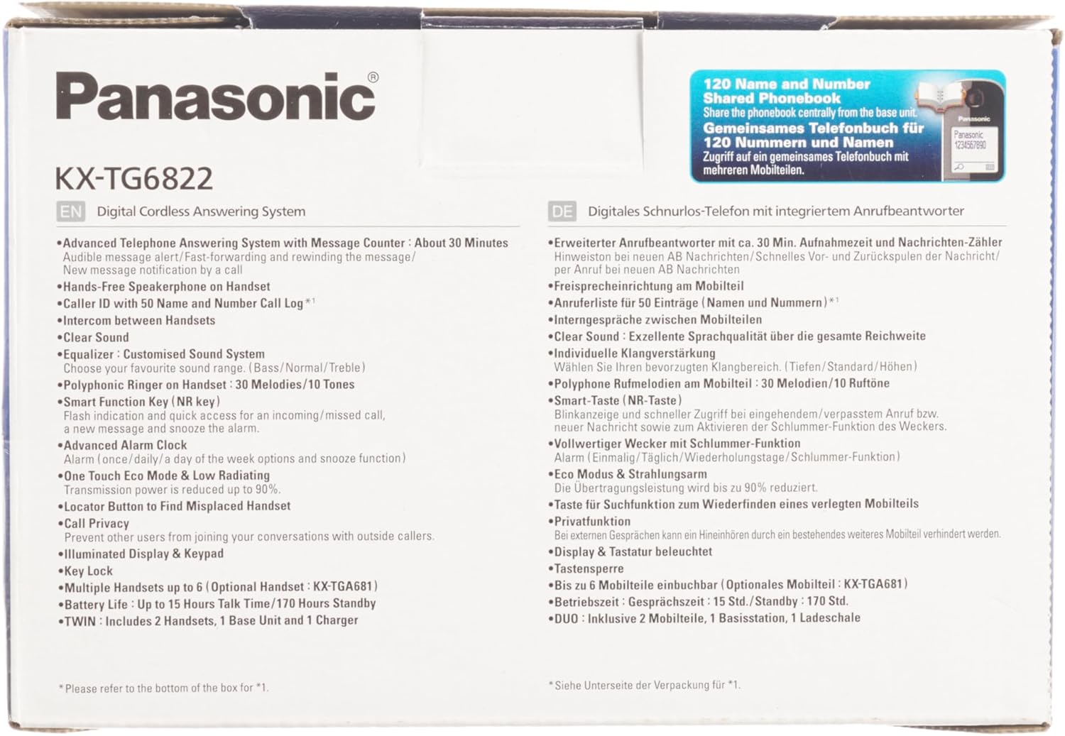 Panasonic KX-TG6822 Cordless Phones Answering Machine Screen, German Version