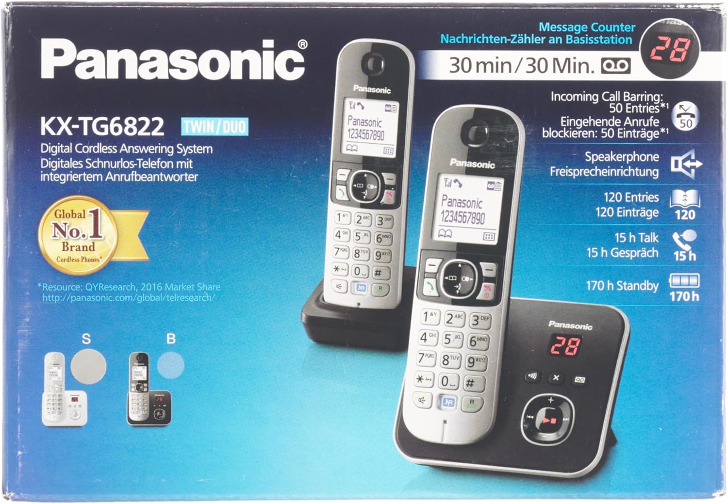 Panasonic KX-TG6822 Cordless Phones Answering Machine Screen, German Version