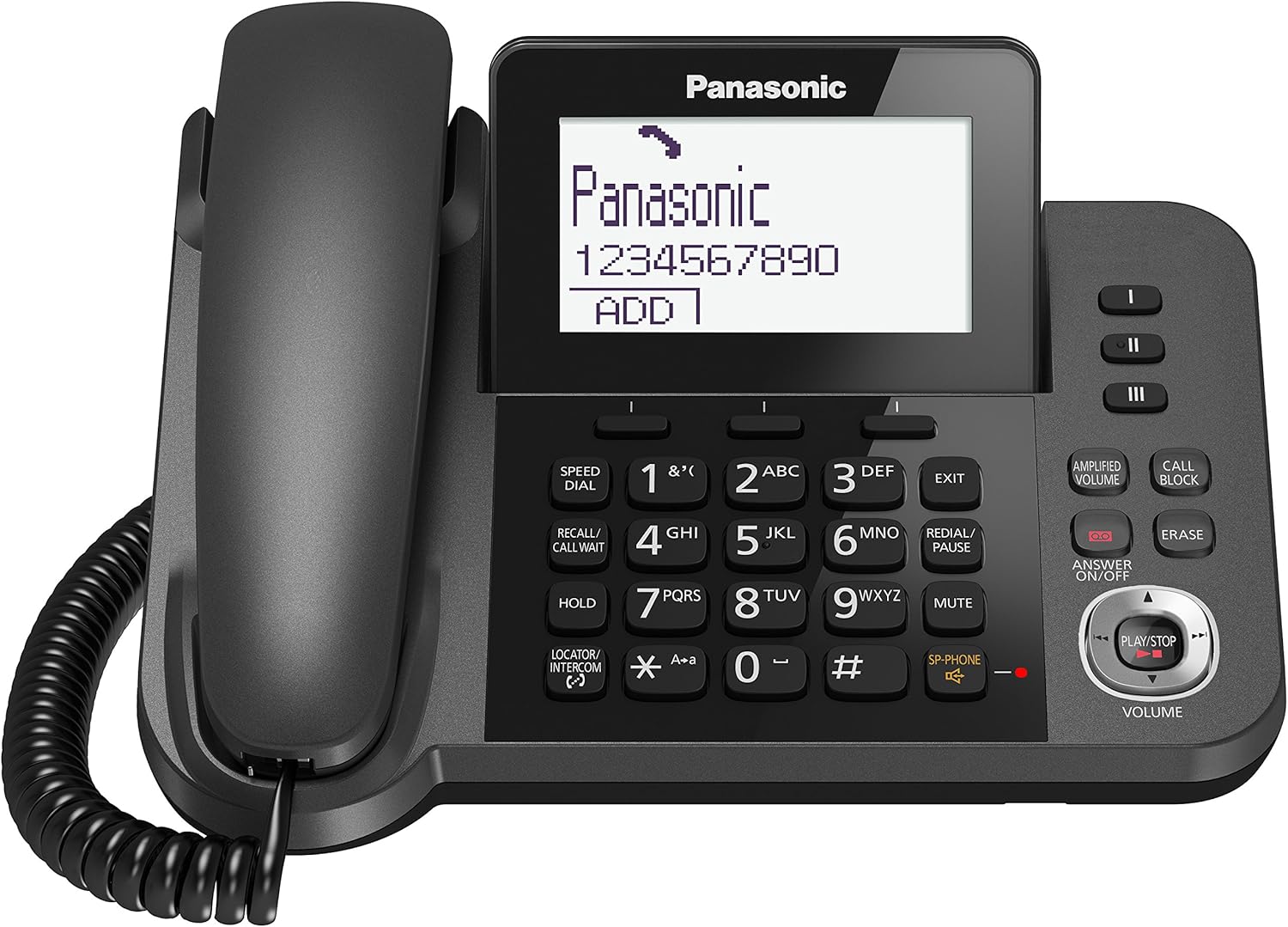 Panasonic KX-TGF320 Corded and Cordless Home office Telephone Kit with Answerphone and Nuisance Call Blocker - Black