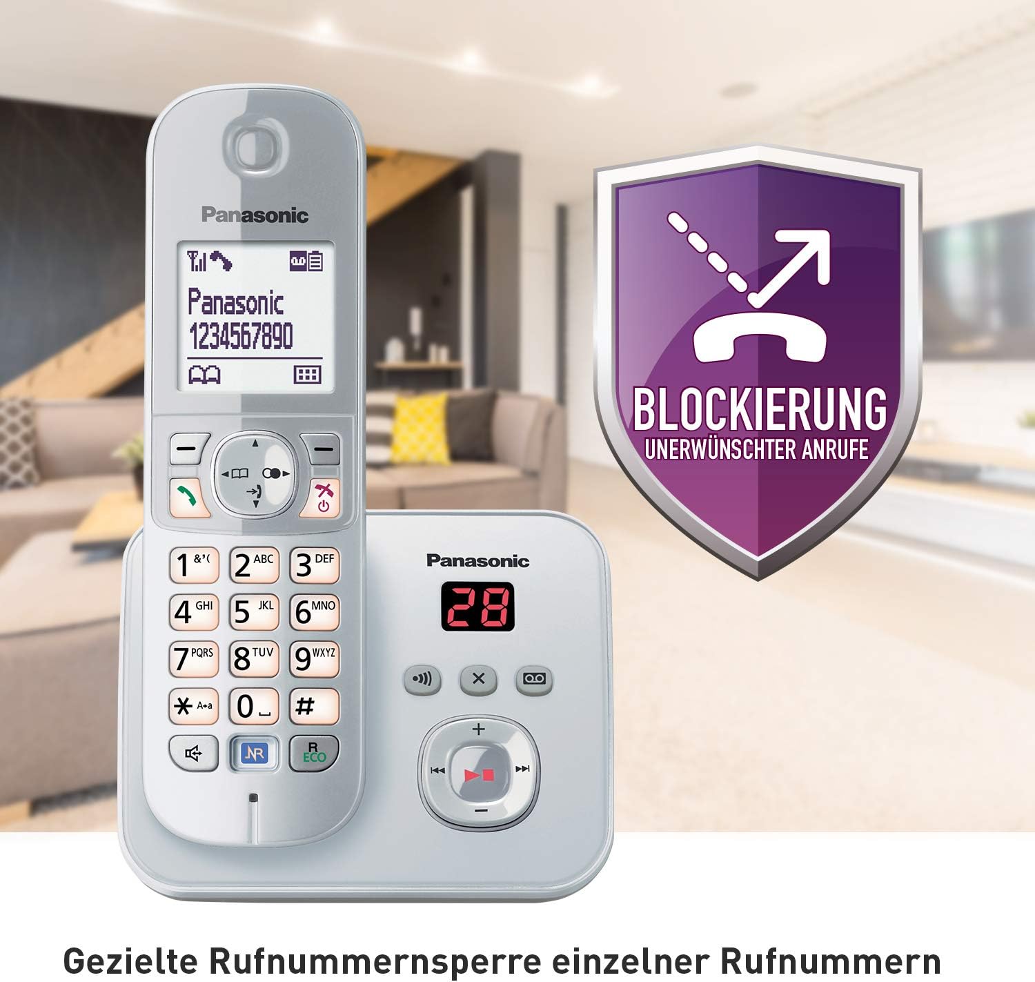 Panasonic KX-TG6822 Cordless Phones Answering Machine Screen, German Version