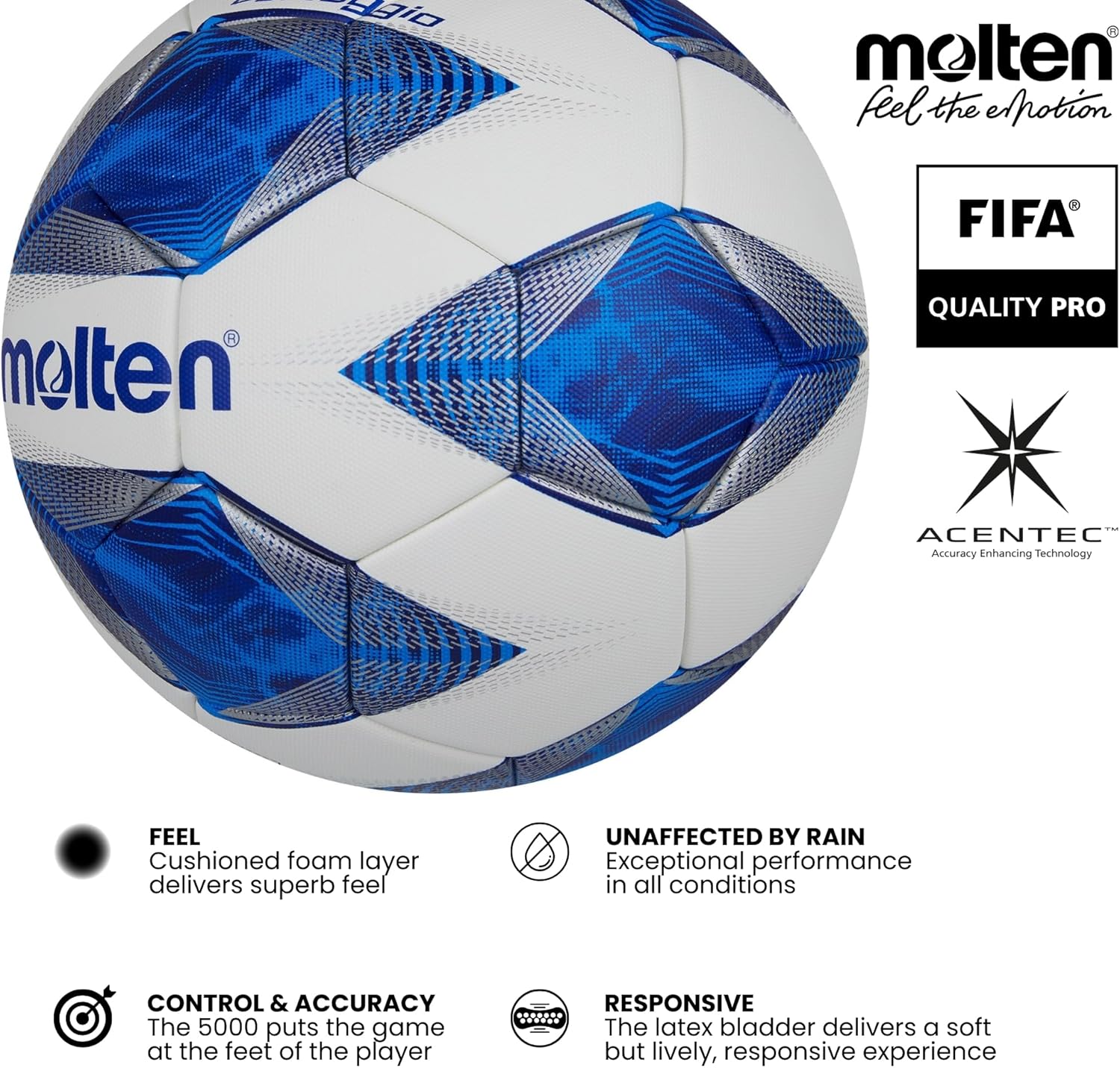 Molten UEFA Europa League 2022/23 Offizieller 5000 Replica Fuball wei/orange