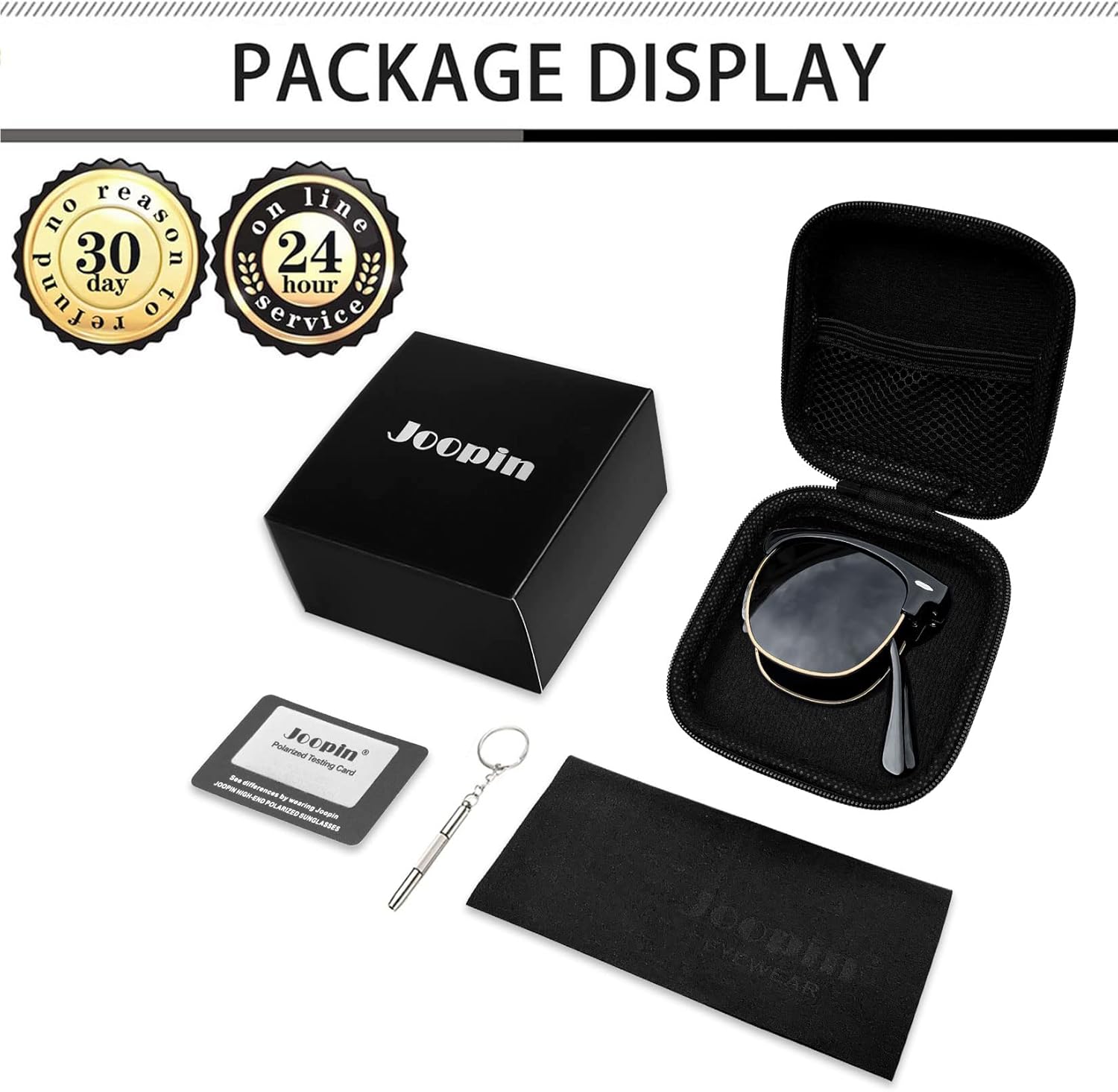 Joopin Polarized Semi Rimless Sunglasses Men Women, Classic Half Frame Sun Glasses UV Protection