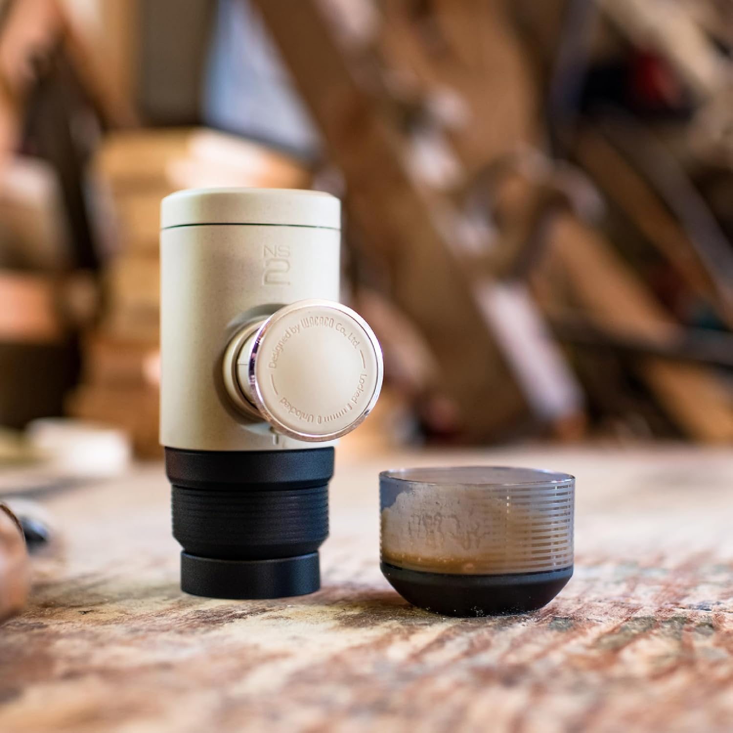 WACACO Minipresso NS2, Portable Espresso Maker Compatible with Nespresso Original Capsules and Compatibles, Manually Operated, 18 Bar Small Handheld Coffee Machine for Travel, Camping, Black