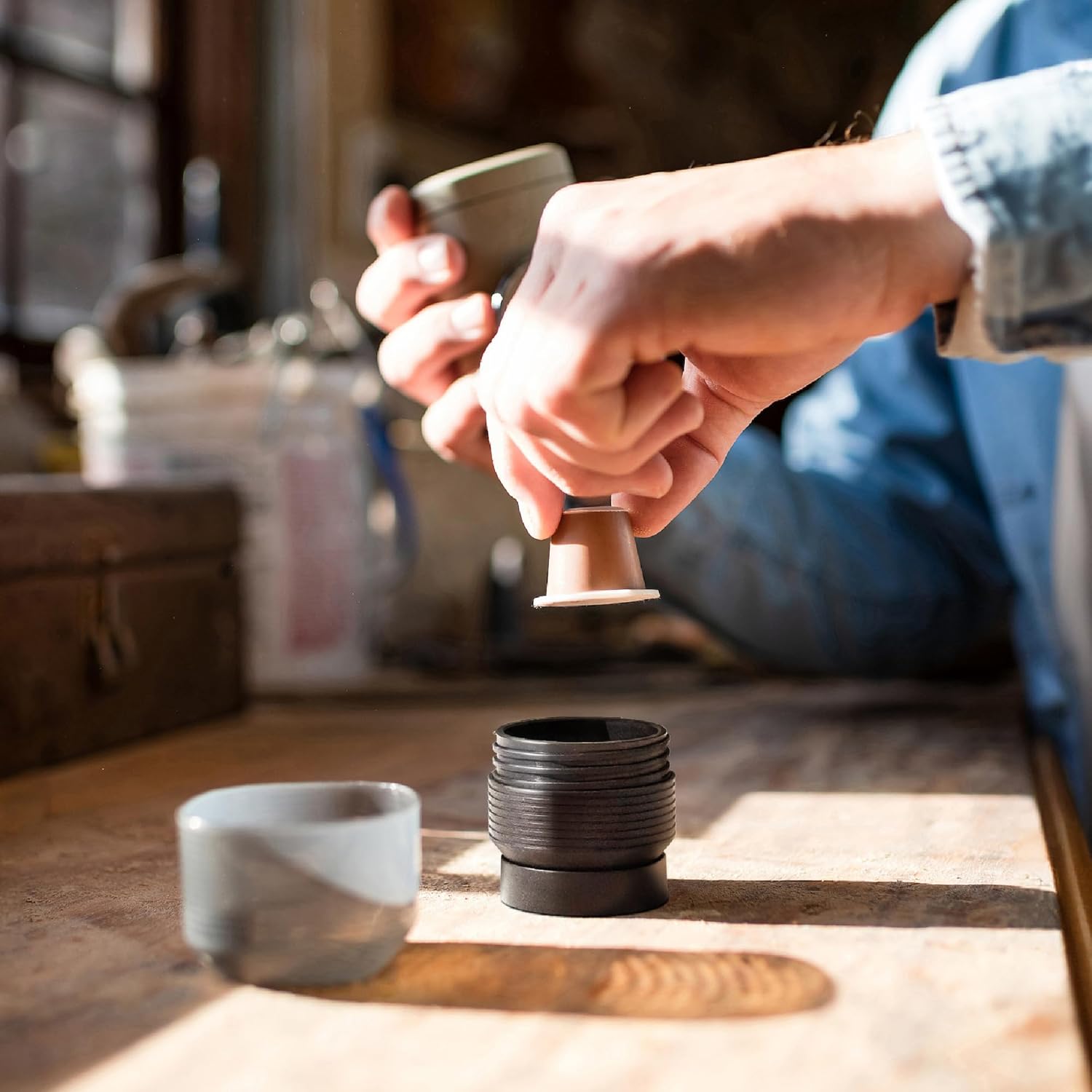 WACACO Minipresso NS2, Portable Espresso Maker Compatible with Nespresso Original Capsules and Compatibles, Manually Operated, 18 Bar Small Handheld Coffee Machine for Travel, Camping, Black