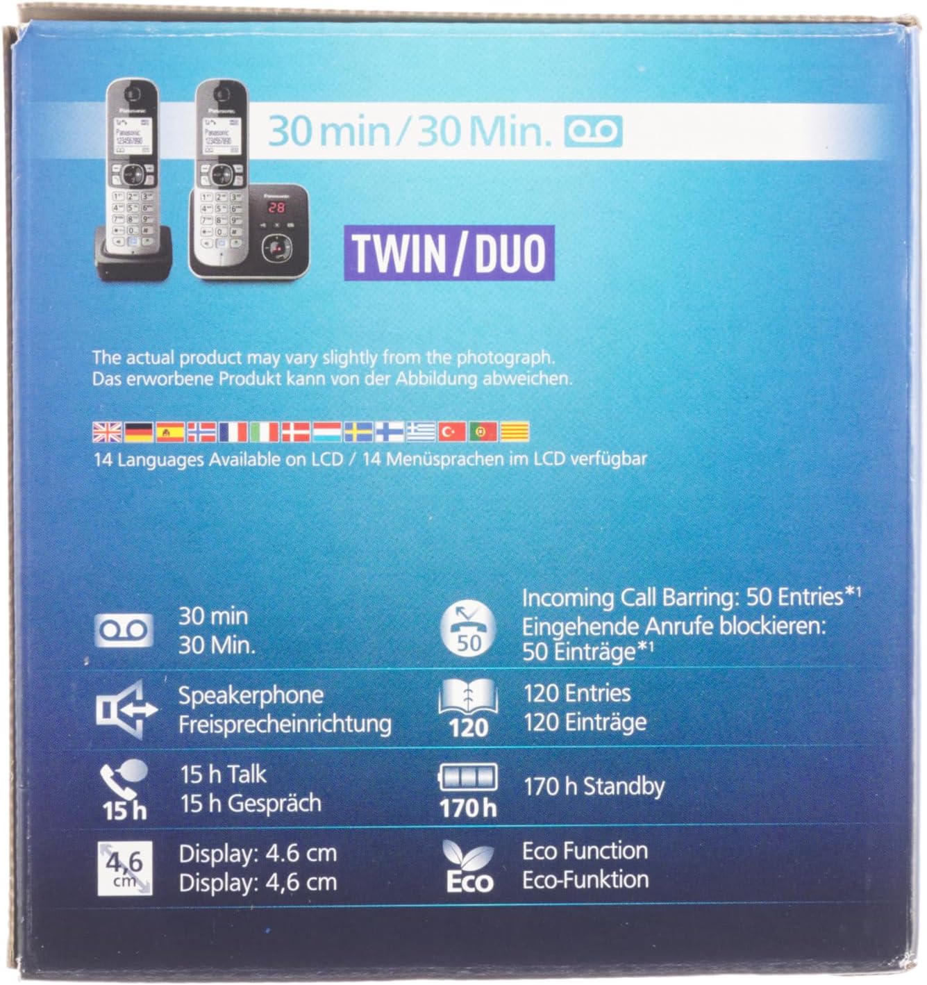 Panasonic KX-TG6822 Cordless Phones Answering Machine Screen, German Version