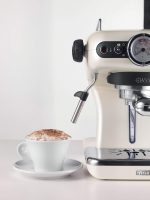 Ariete Classica Espresso Coffee Machine with Manometer and Milk Frother, Auto Shut-off, Cappuccino Maker, Ground Coffee and ESE Pod Compatible, 850W, 15 Bar, for Home and Office - Pearl ART1389PE
