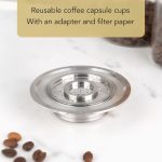 Coffee Capsule Cup for SENSEO Coffee Machines, Refillable Coffee Pods, Reusable Coffee Capsules Kit with Adapter & Filter Paper, Stainless Steel Cups Filters