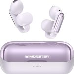 Monster Open AC601 Bluetooth Earbuds - Comfortable Clip-On Wireless Earbuds with Bluetooth 5.4, 32H Playtime Earbuds with ENC Clear Talk, IPX5 Waterproof & Touch Control for Any Occasion (Purple)