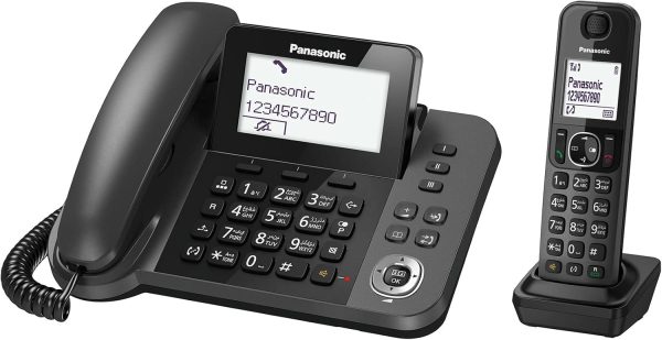 Panasonic Digital Corded/Cordless Phone with Call Blocking, 1 Corded Handset and 1 Cordless Handset - KX-TGF310UE1 (Black)
