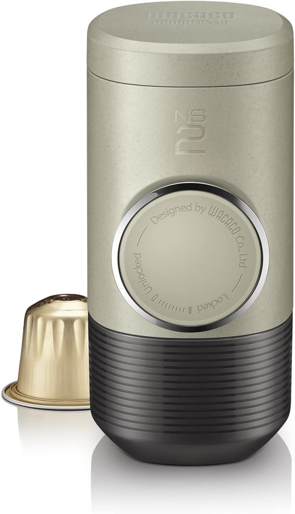 WACACO Minipresso NS2, Portable Espresso Maker Compatible with Nespresso Original Capsules and Compatibles, Manually Operated, 18 Bar Small Handheld Coffee Machine for Travel, Camping, Black