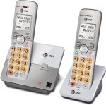 AT&T Cordless Phone, 2 Handsets - Silver, Landline Telephone with DECT 6.0, Full-Duplex Speakerphone, Caller ID/Call Waiting, ECO mode, Backlit Screen & Keypad