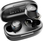 TOZO A1 Wireless Bluetooth Headphones, Lightweight Bluetooth 5.3 Headphones, IPX5 Wireless Bluetooth Headset with High Fidelity Sound, Charging Case, Touch Control Black