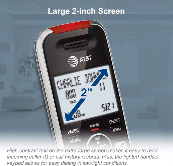 AT&T BL102-2 DECT 6.0 2-Handset Cordless Phone for Home with Answering Machine, Call Blocking, Caller ID Announcer, Audio Assist, Intercom, and Unsurpassed Range, Silver/Black