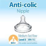 Dr. Brown's Dr - Level 3 Wide-Neck Silicone Options+ Nipple, 2-Pack