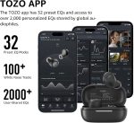 TOZO A1 Wireless Bluetooth Headphones, Lightweight Bluetooth 5.3 Headphones, IPX5 Wireless Bluetooth Headset with High Fidelity Sound, Charging Case, Touch Control Black