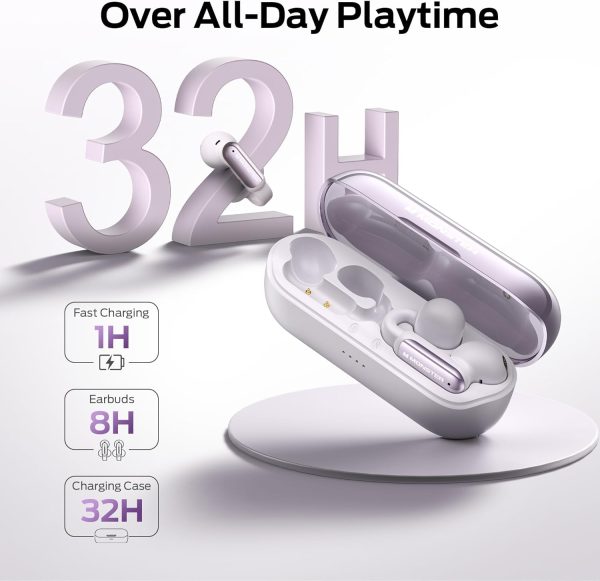 Monster Open AC601 Bluetooth Earbuds - Comfortable Clip-On Wireless Earbuds with Bluetooth 5.4, 32H Playtime Earbuds with ENC Clear Talk, IPX5 Waterproof & Touch Control for Any Occasion (Purple)