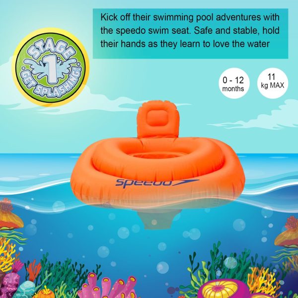 Speedo Unisex Child Seasquad 0-12 Months Swim Seat - Orange, One Size