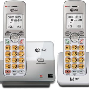 AT&T Cordless Phone, 2 Handsets - Silver, Landline Telephone with DECT 6.0, Full-Duplex Speakerphone, Caller ID/Call Waiting, ECO mode, Backlit Screen & Keypad