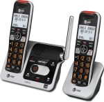 AT&T BL102-2 DECT 6.0 2-Handset Cordless Phone for Home with Answering Machine, Call Blocking, Caller ID Announcer, Audio Assist, Intercom, and Unsurpassed Range, Silver/Black