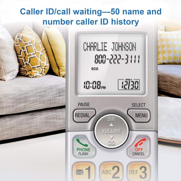 AT&T Cordless Phone, 2 Handsets - Silver, Landline Telephone with DECT 6.0, Full-Duplex Speakerphone, Caller ID/Call Waiting, ECO mode, Backlit Screen & Keypad